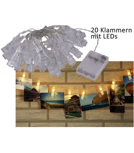 LED Lichterkette mit 20 Foto-Clips Bild 1