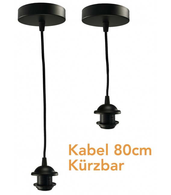 Hängeleuchte mit E27 Fassung, 80cm Kabel schwarz - Bild 3